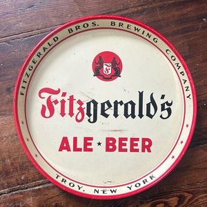 1940's Fitzgerald's Beer Tray, Fitzgerald Bros. Brewing Troy NY...
